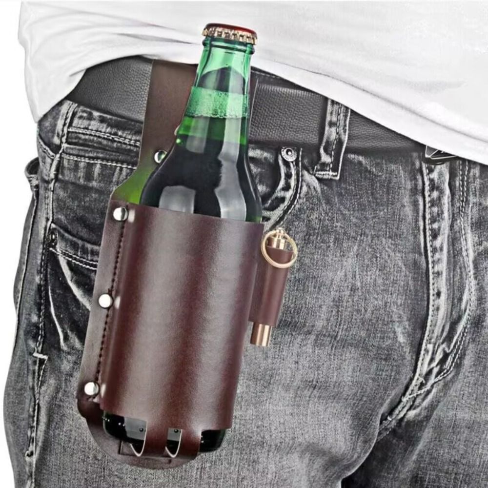 Wine Beer Holder - PU Deri Bira Şişesi Bel Kılıfı